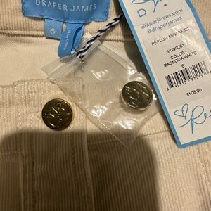 Draper James Cream A-Line Skirt with Gold Buttons